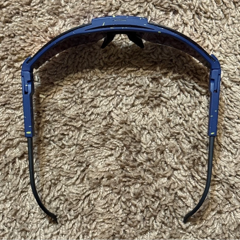 NWT Pit Viper Polarized Sunglasses Blue/Yellow Splatter – Brand New with Case